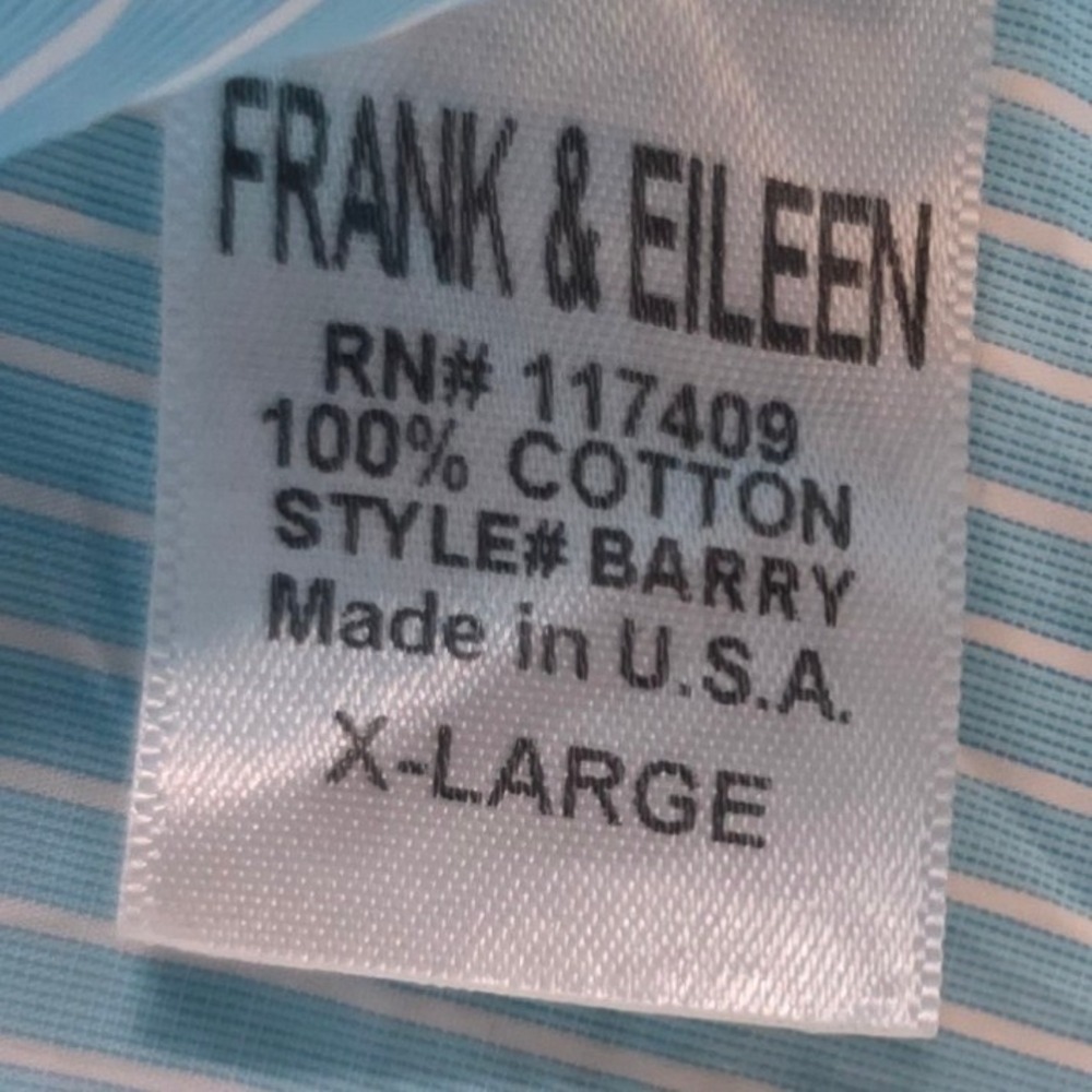 Frank & Eileen Barry Shirt Womens XL Blue White Pinstripe woven in Italy Luxury - Picture 4 of 10